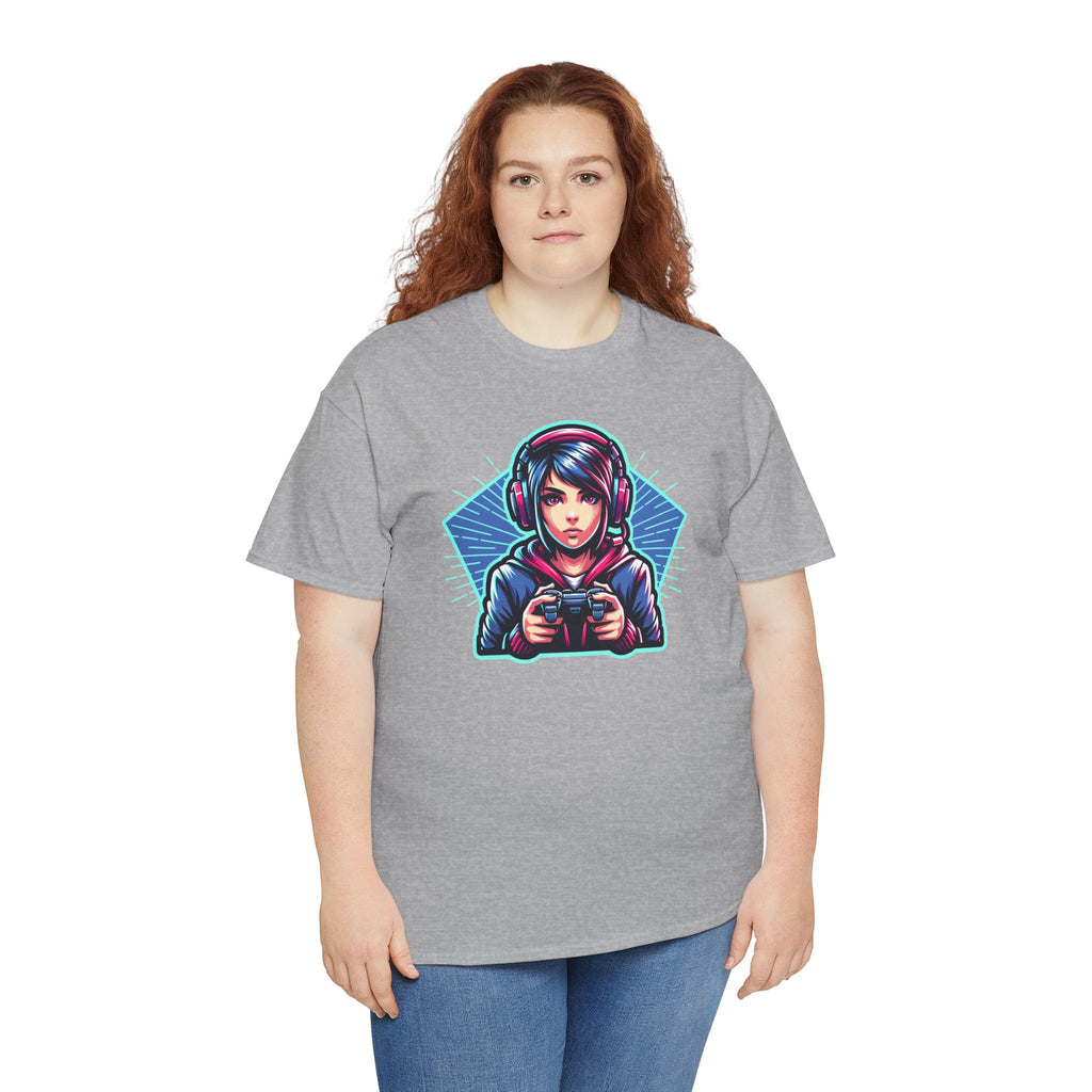 Neon Gamer Girl | Retro Gaming Graphic T-Shirt | Cr8tive Designs