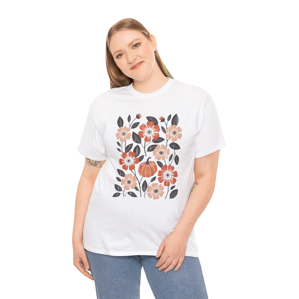 Vintage Floral Pumpkin Tee | Boho Pumpkin & Wildflower T-Shirt | Cr8tive Design