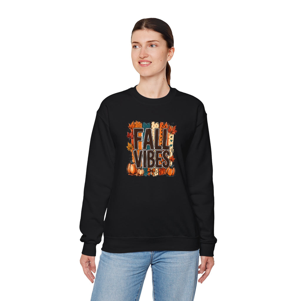 Fall Vibes Pumpkin Sweatshirt | Colorful Autumn Crewneck | Cr8tive Designs