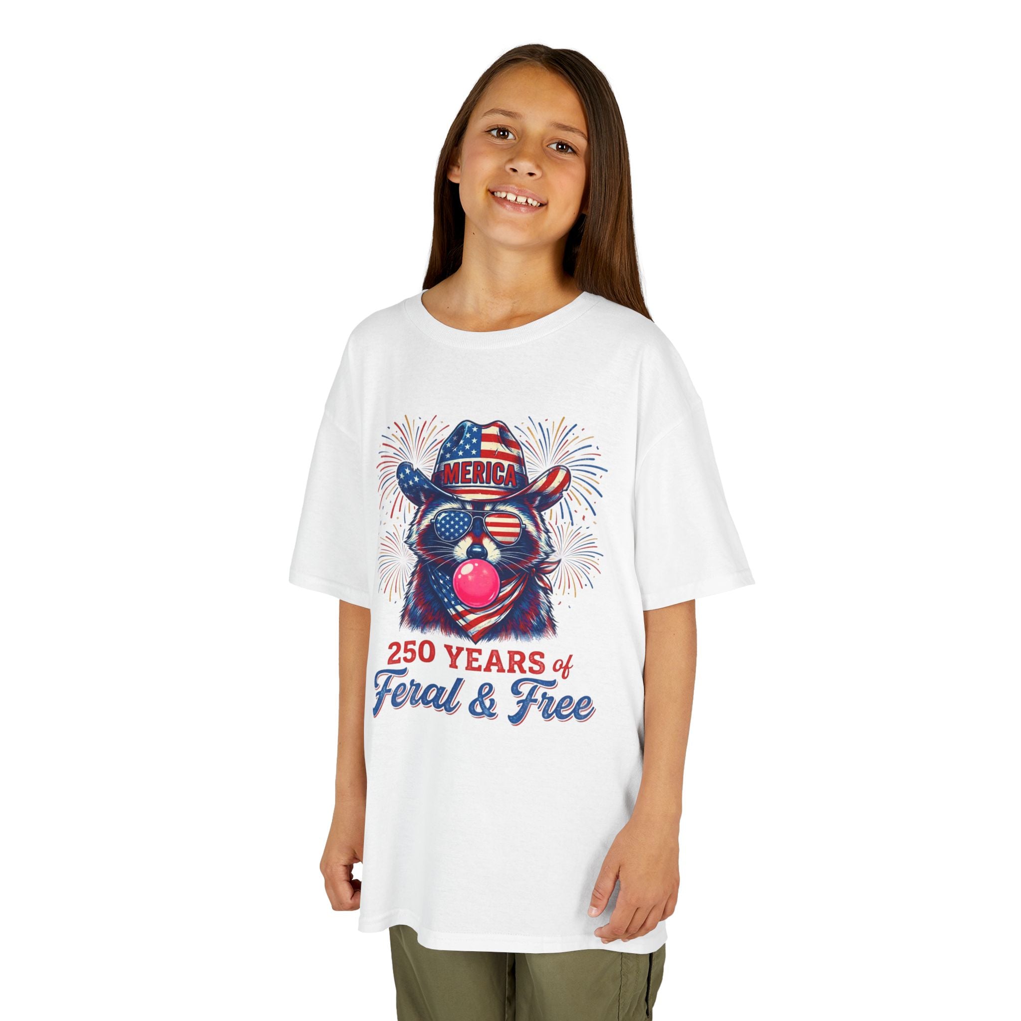 Kids '250 Years of Feral & Free' Patriotic Cow T-Shirt| Cr8tive Designs