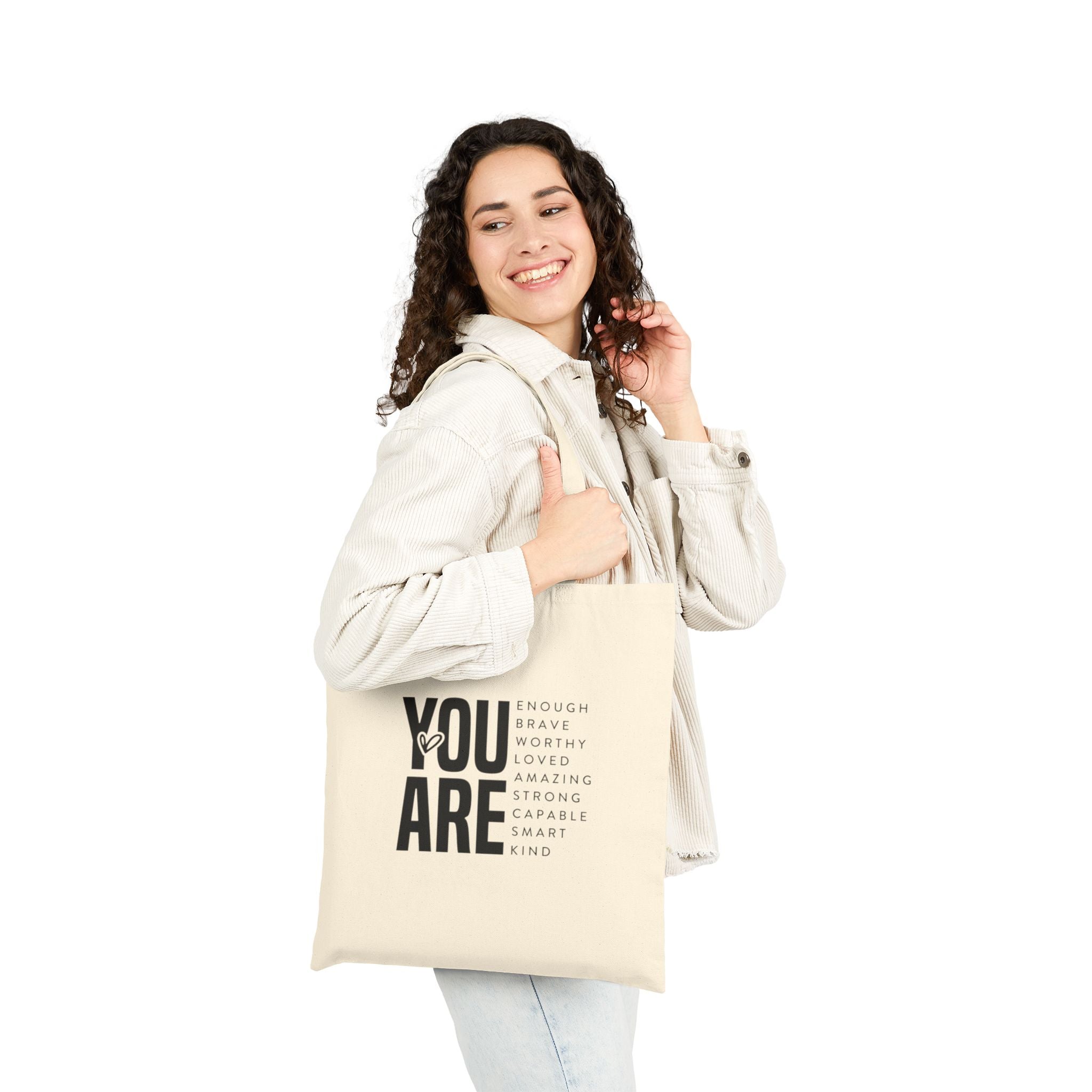 Tote Bag — "You Are" Inspirational Canvas Tote (You Are Enough, Brave, Worthy)