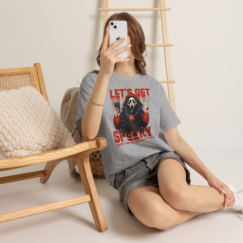 Let's Get Spooky Ghostface Selfie T-Shirt | Halloween Horror Graphic Tee | Cr8tive Designs