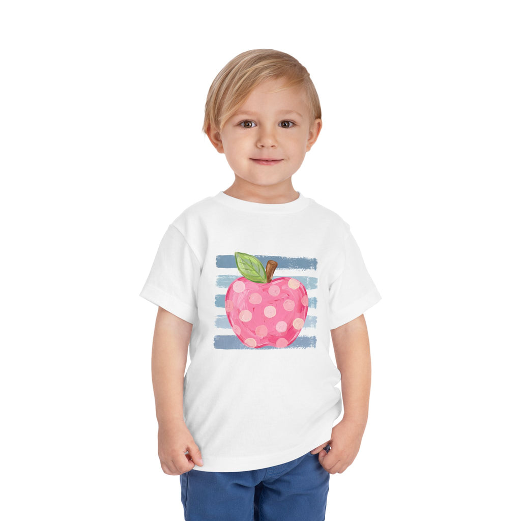 Pink Polka Dot Apple Toddler Tee | Back to School T-Shirt | Cr8tive Designs