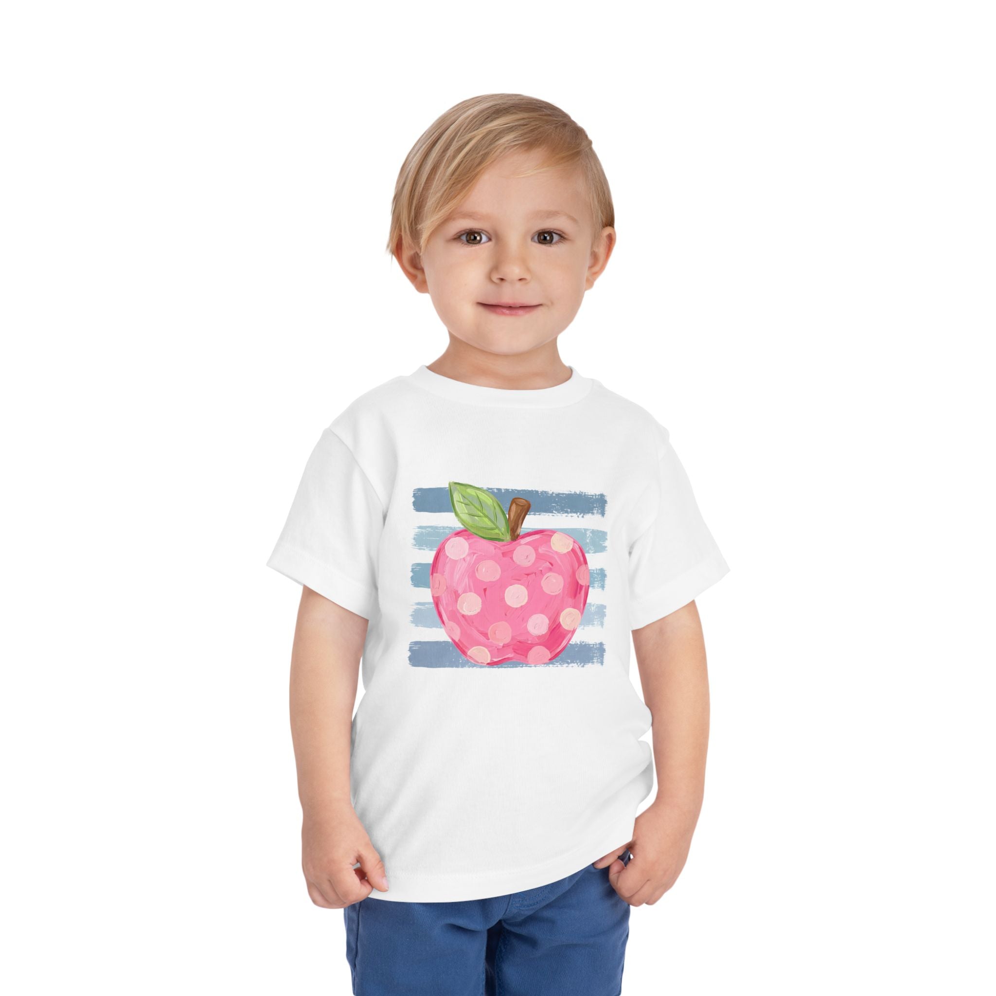 Pink Polka Dot Apple Toddler Tee | Back to School T-Shirt | Cr8tive Designs