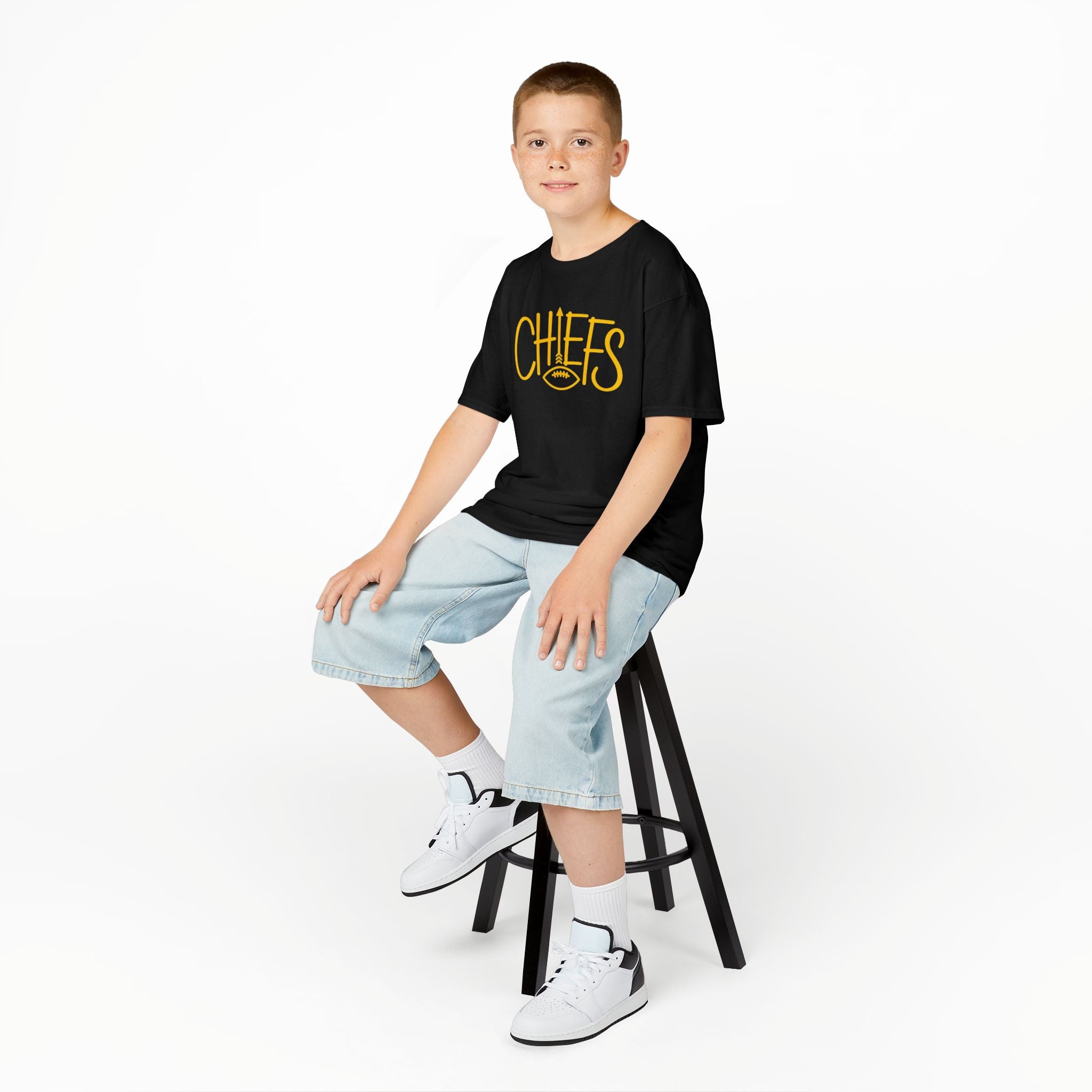 Chiefs Arrow Football Youth Shirt | Red and Gold Sunday Football Spirit Tee | Cr8tive Designs