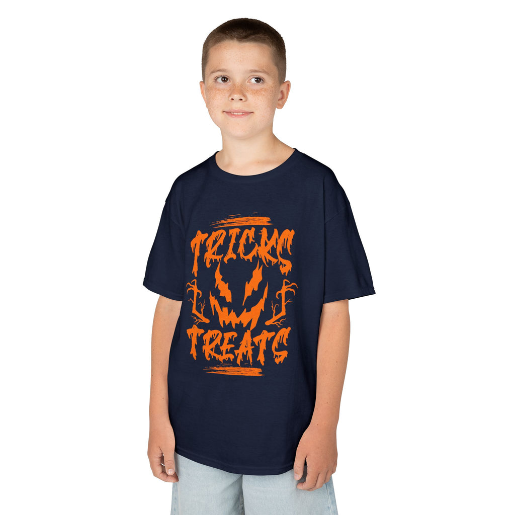 Kids Halloween Tee | 'Tricks & Treats' Spooky Jack-O'-Lantern Graphic | Cr8tive Designs