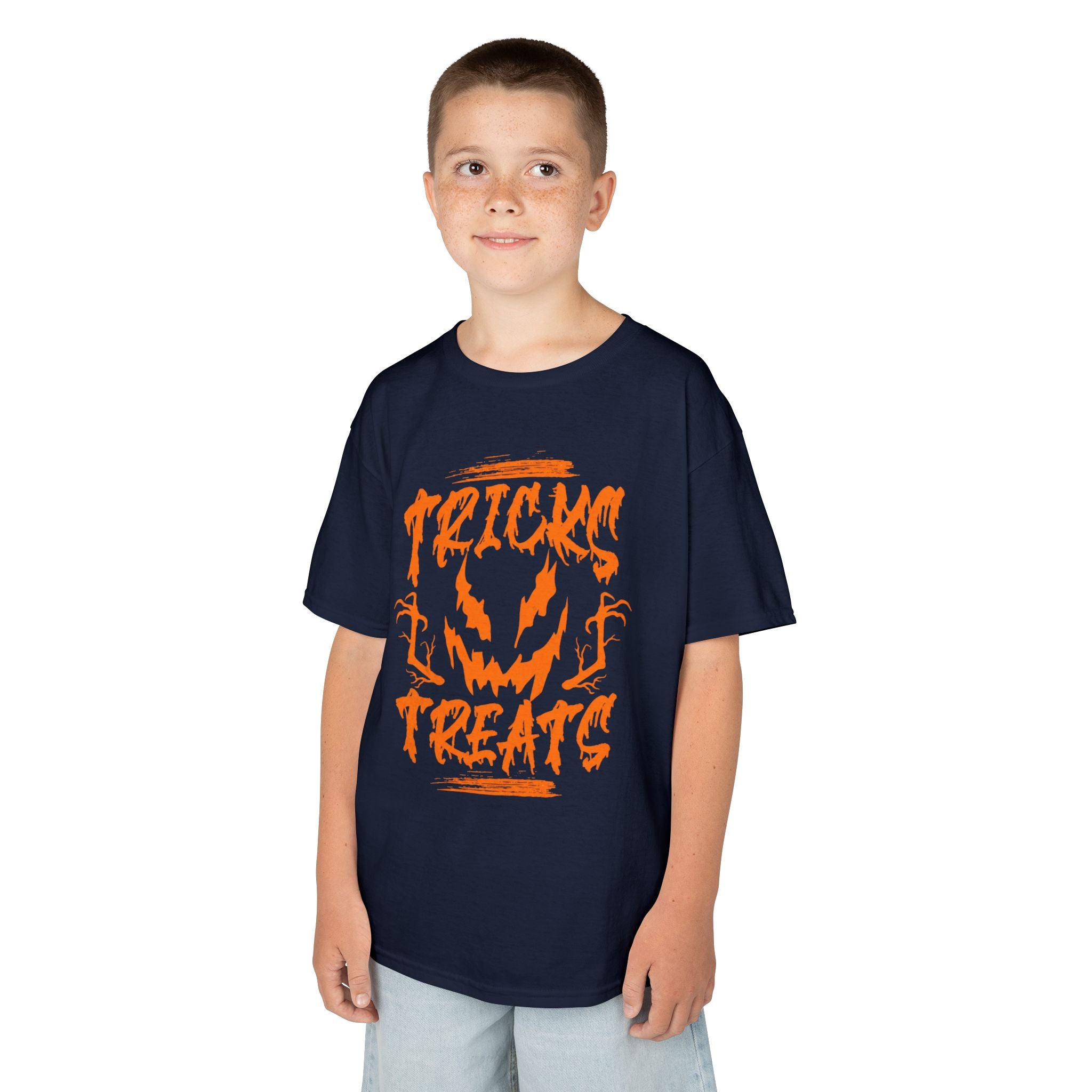 Kids Halloween Tee | 'Tricks & Treats' Spooky Jack-O'-Lantern Graphic | Cr8tive Designs