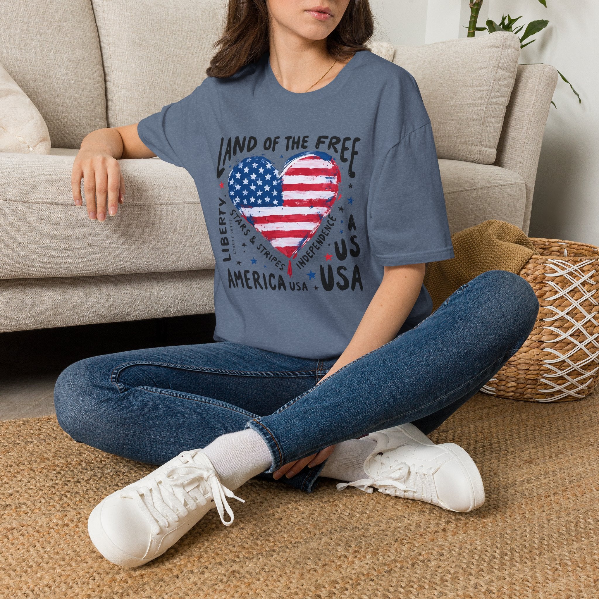Land of the Free | Patriotic Heart Flag Design | Cr8tive Designs
