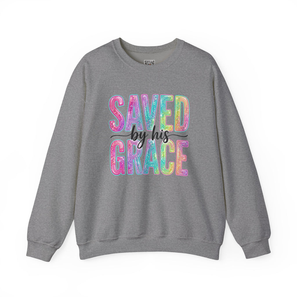 Saved by Grace Sweatshirt – Christian Faith Graphic Crewneck | Inspirational Religious Pullover | Cr8tive Designs