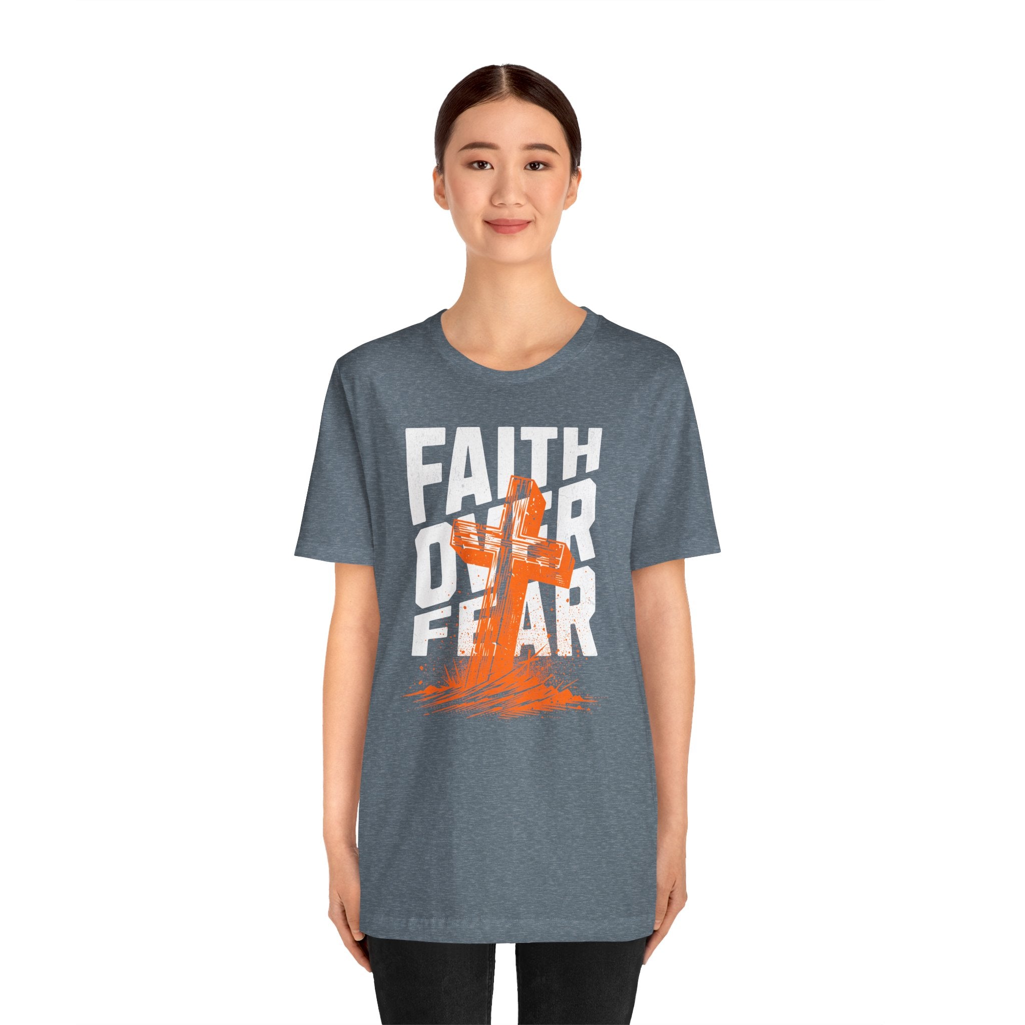 Faith Over Fear Tee | Christian Cross Inspirational Short Sleeve Shirt | Cr8tive Designs