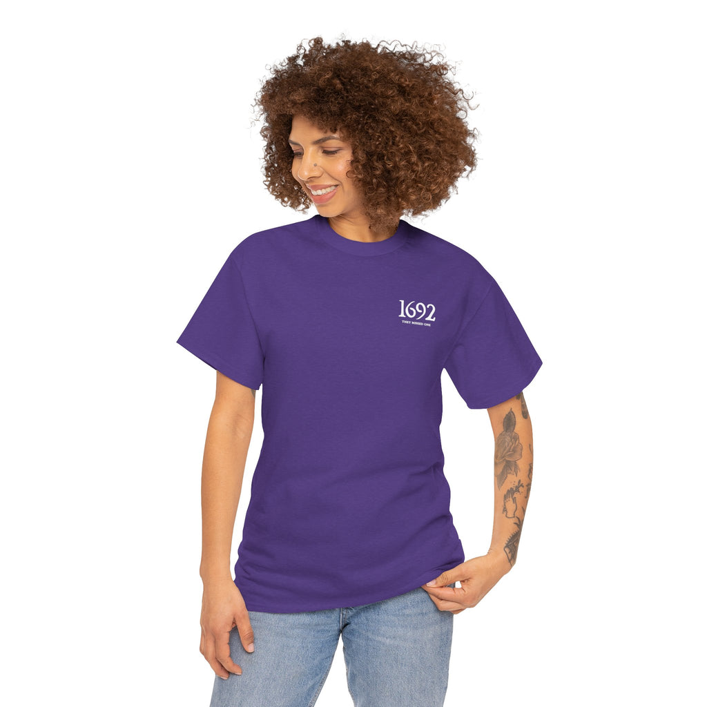 1692 They Missed One | Salem Witch Trials Pocket Graphic | Vintage Halloween T-Shirt | Cr8tive Designs