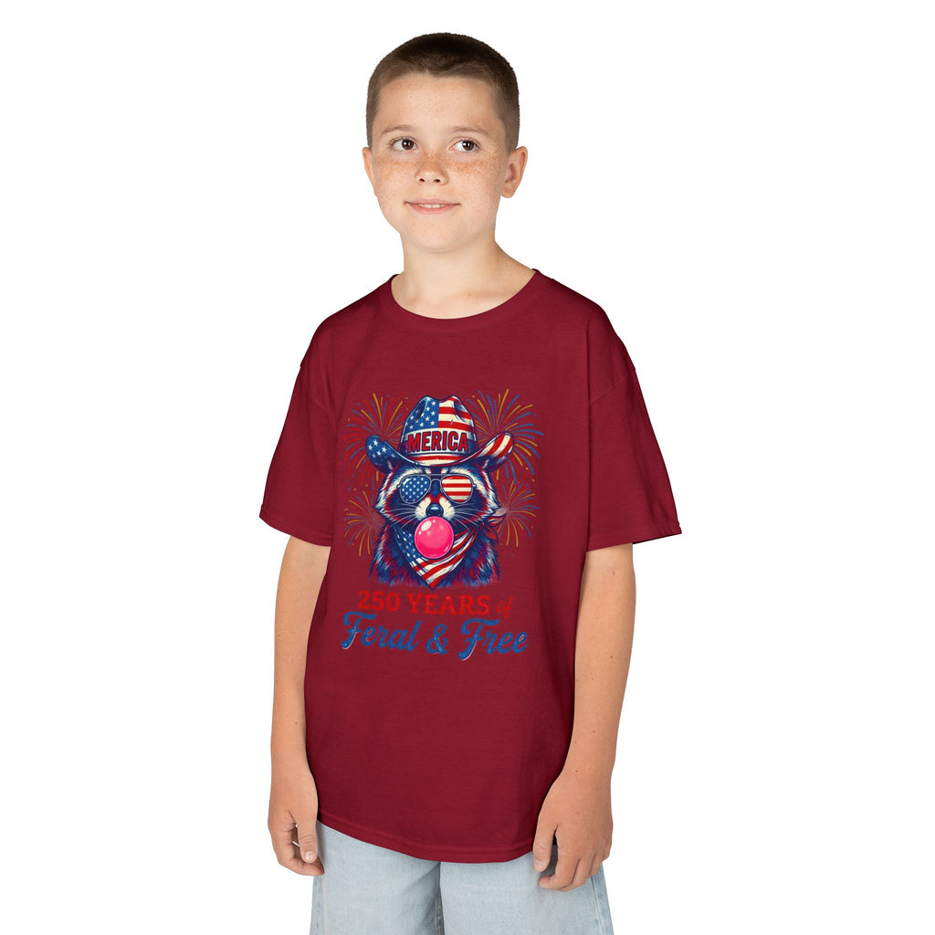 Kids '250 Years of Feral & Free' Patriotic Cow T-Shirt| Cr8tive Designs