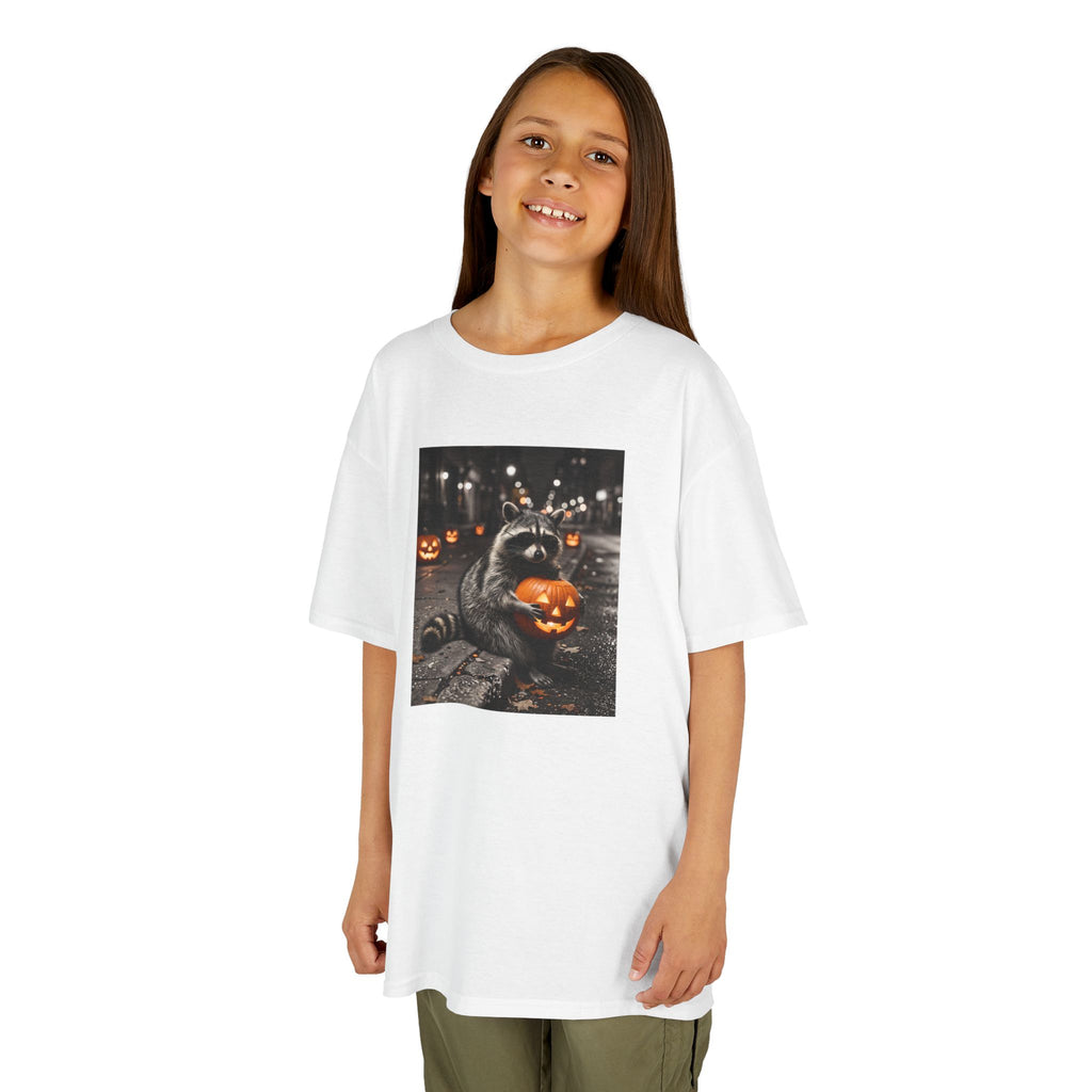 Halloween Raccoon Pumpkin Youth T-Shirt | Fall Jack O Lantern Kids Tee | Cr8tive Designs