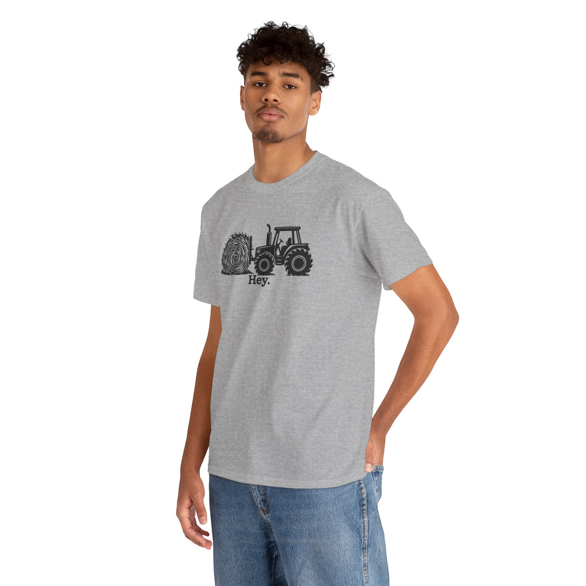 Hey. Tractor Hay Bale Graphic T-Shirt | Funny Farming Pun Country Tee | Cr8tive Designs