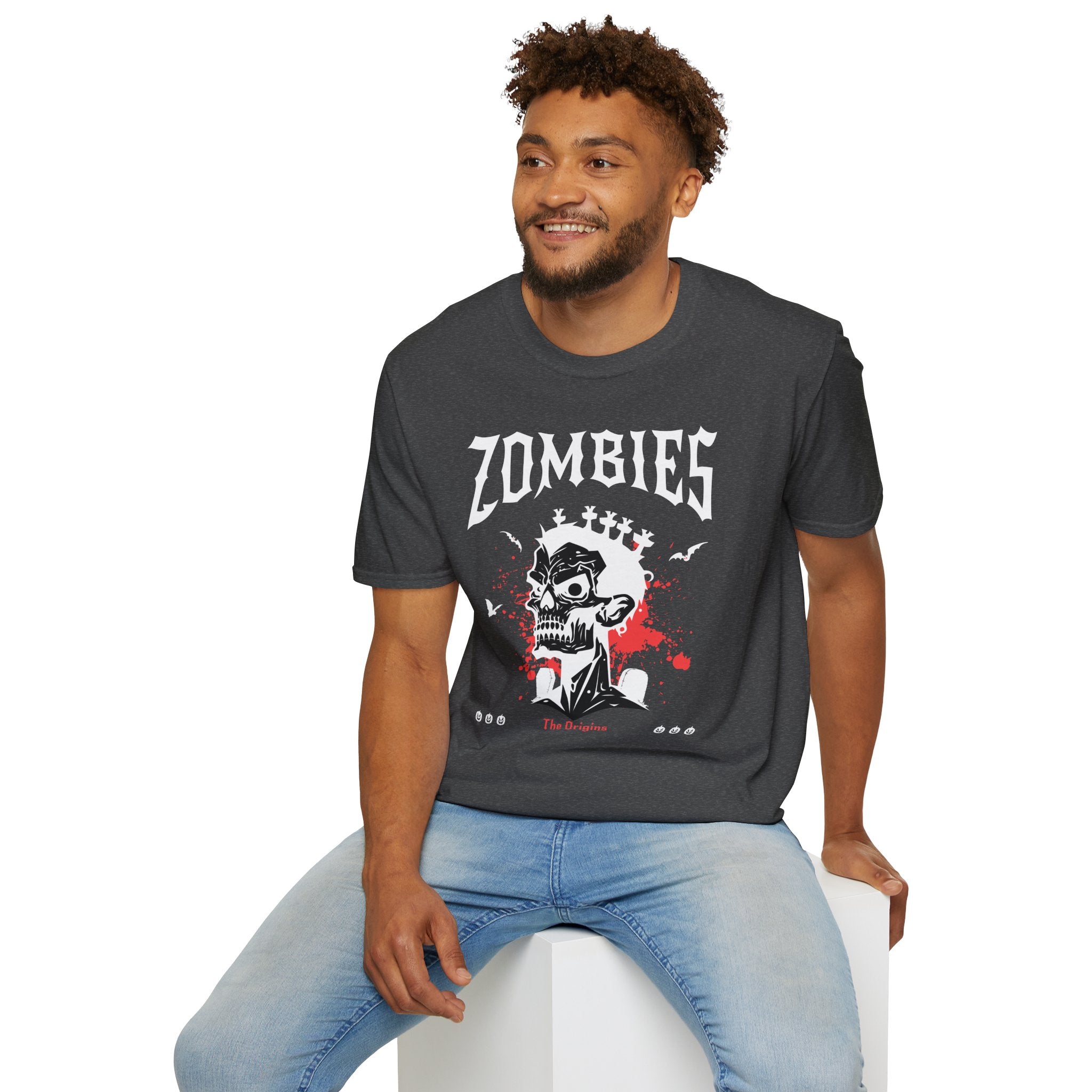 Zombies Skull T-Shirt | Gothic Horror Band Tee with Blood Splatter | Cr8tive Designs
