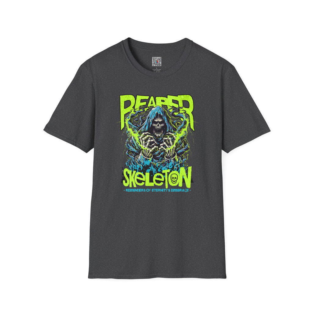 Reaper Skeleton Graphic Tee | Neon Skull Horror T-Shirt for Fans of Dark Streetwear | Cr8tive Designs