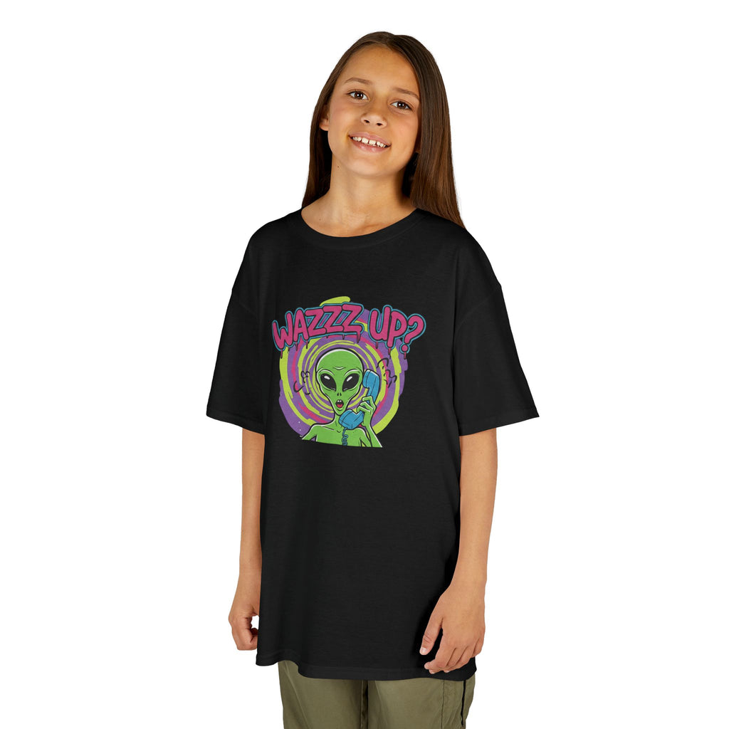 Kids Tee — "Wazzz Up?" Cute Alien Graphic Shirt