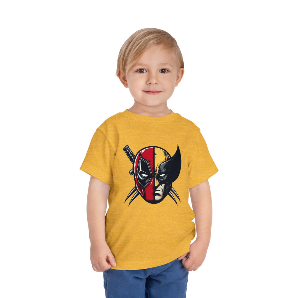 Masked Mercenary & Clawed Hero Mashup Tee | Comic-Inspired Toddler T-Shirt | Cr8tive Designs