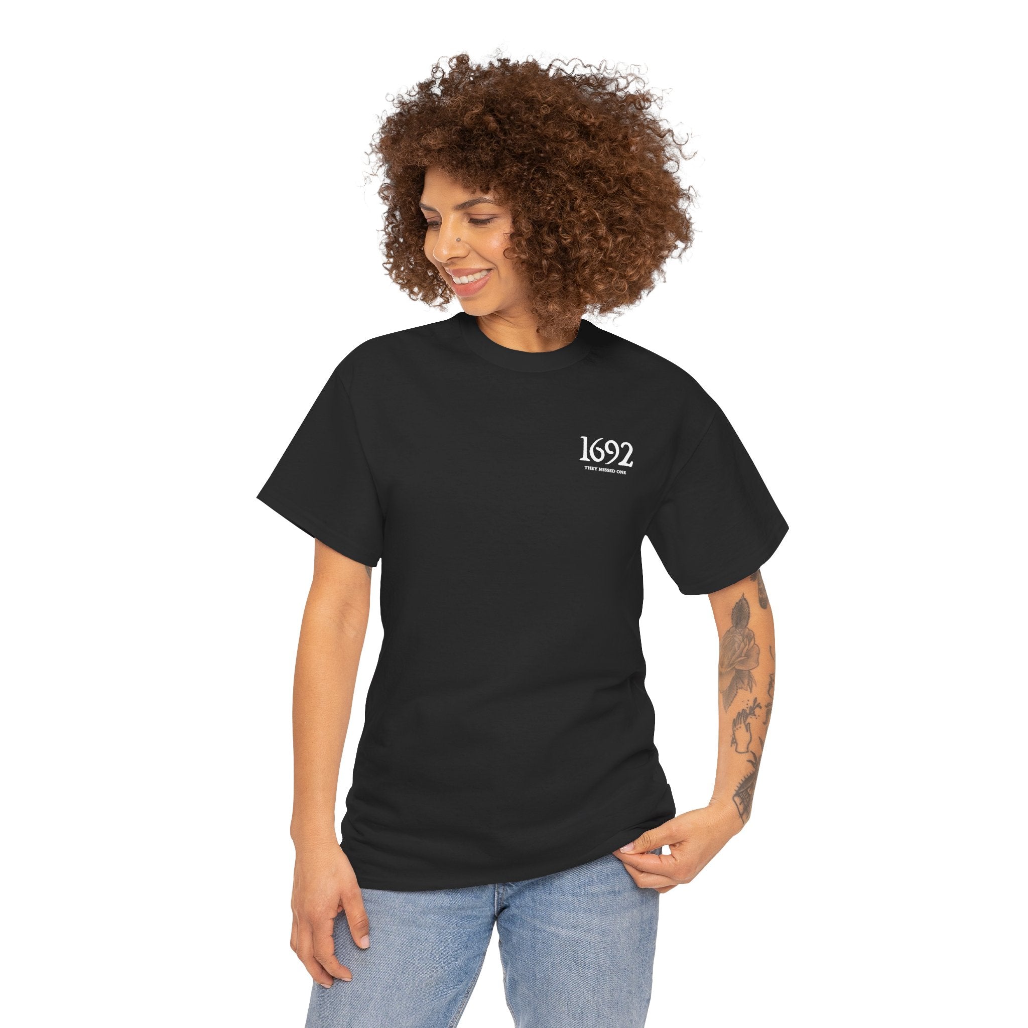 1692 They Missed One | Salem Witch Trials Pocket Graphic | Vintage Halloween T-Shirt | Cr8tive Designs
