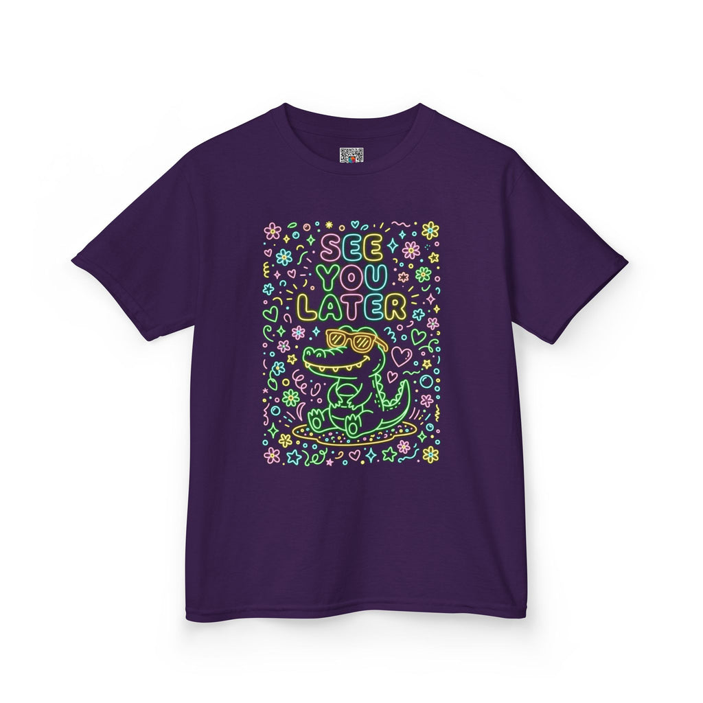 Kids T-Shirt | Neon alligator "See You Later" Cute Graphic Tee | Cr8tive Designs