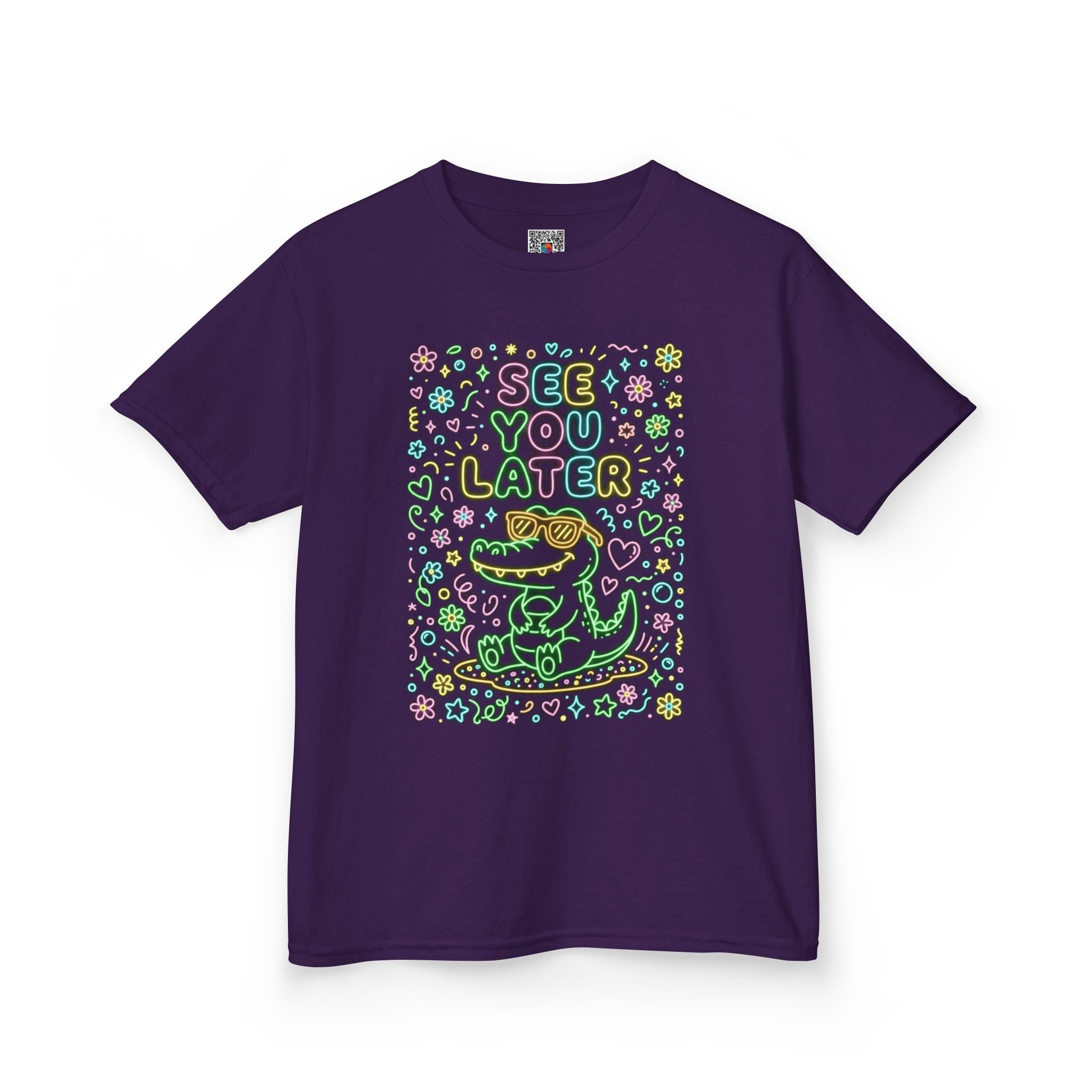 Kids T-Shirt | Neon alligator "See You Later" Cute Graphic Tee | Cr8tive Designs