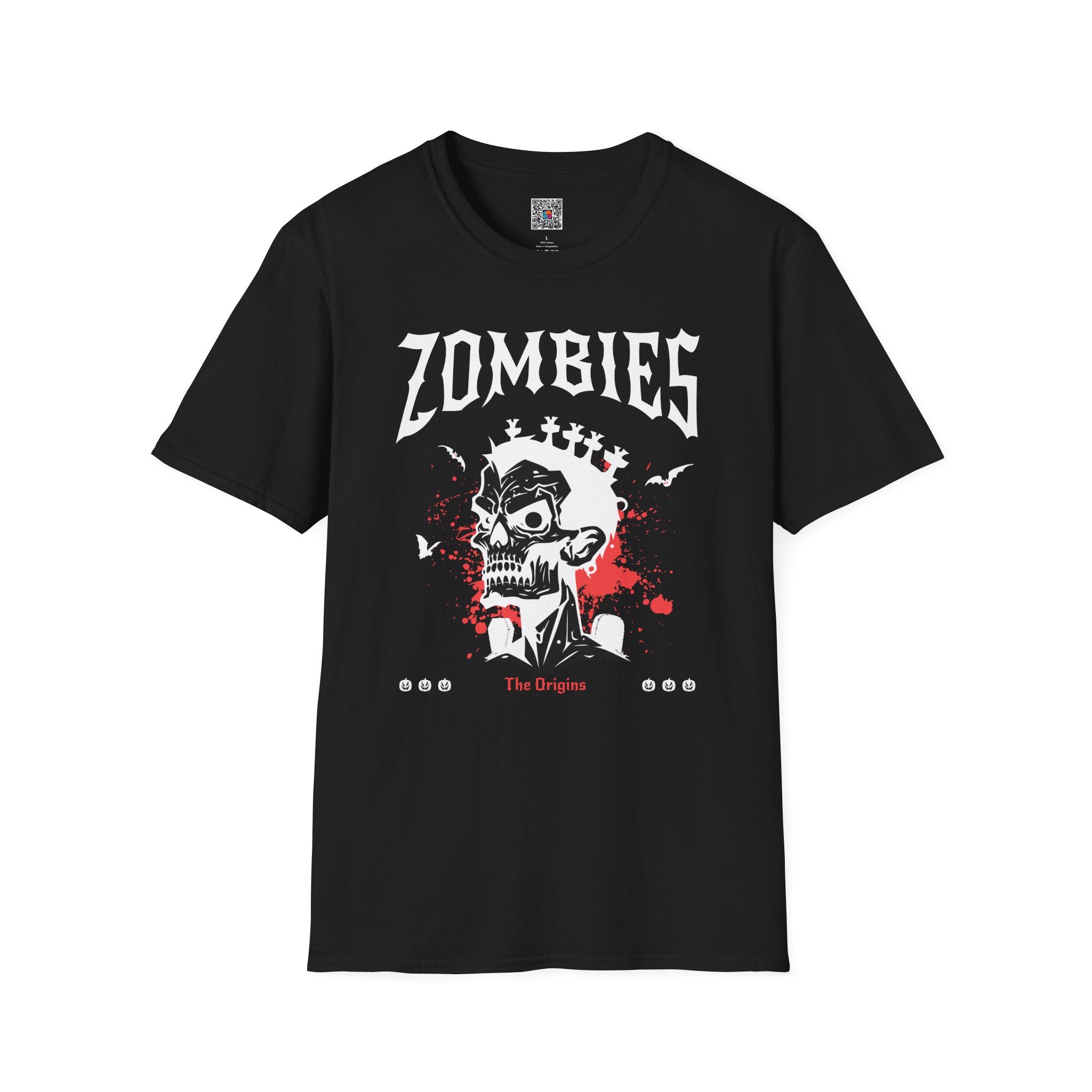 Zombies Skull T-Shirt | Gothic Horror Band Tee with Blood Splatter | Cr8tive Designs