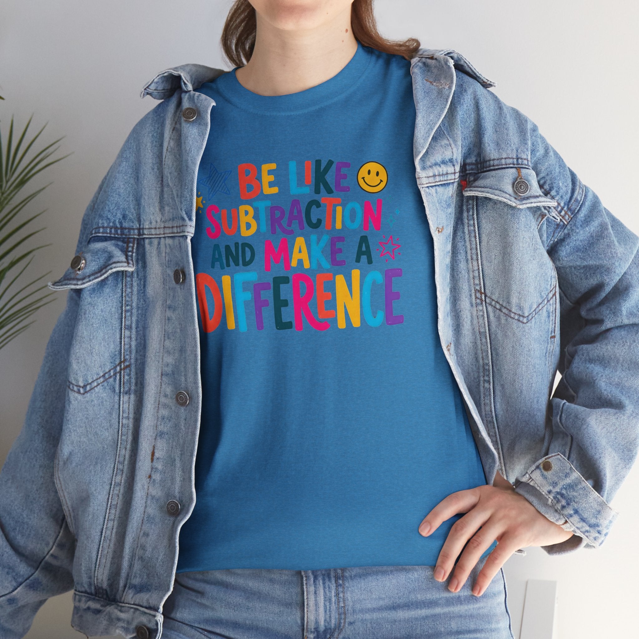 Be Like Subtraction and Make a Difference Teacher Tee | Colorful Math Classroom T-Shirt | Cr8tive Designs