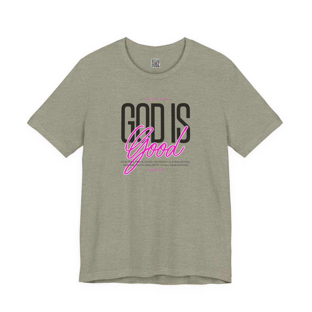 God Is Good T-Shirt | Faith Christian Tee with Pink Script | Cr8tive Designs