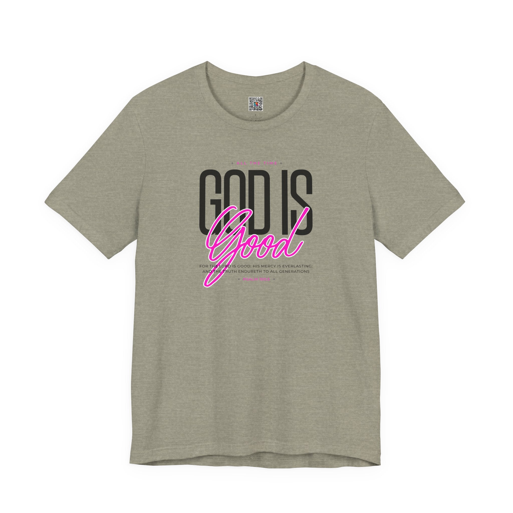 God Is Good T-Shirt | Faith Christian Tee with Pink Script | Cr8tive Designs