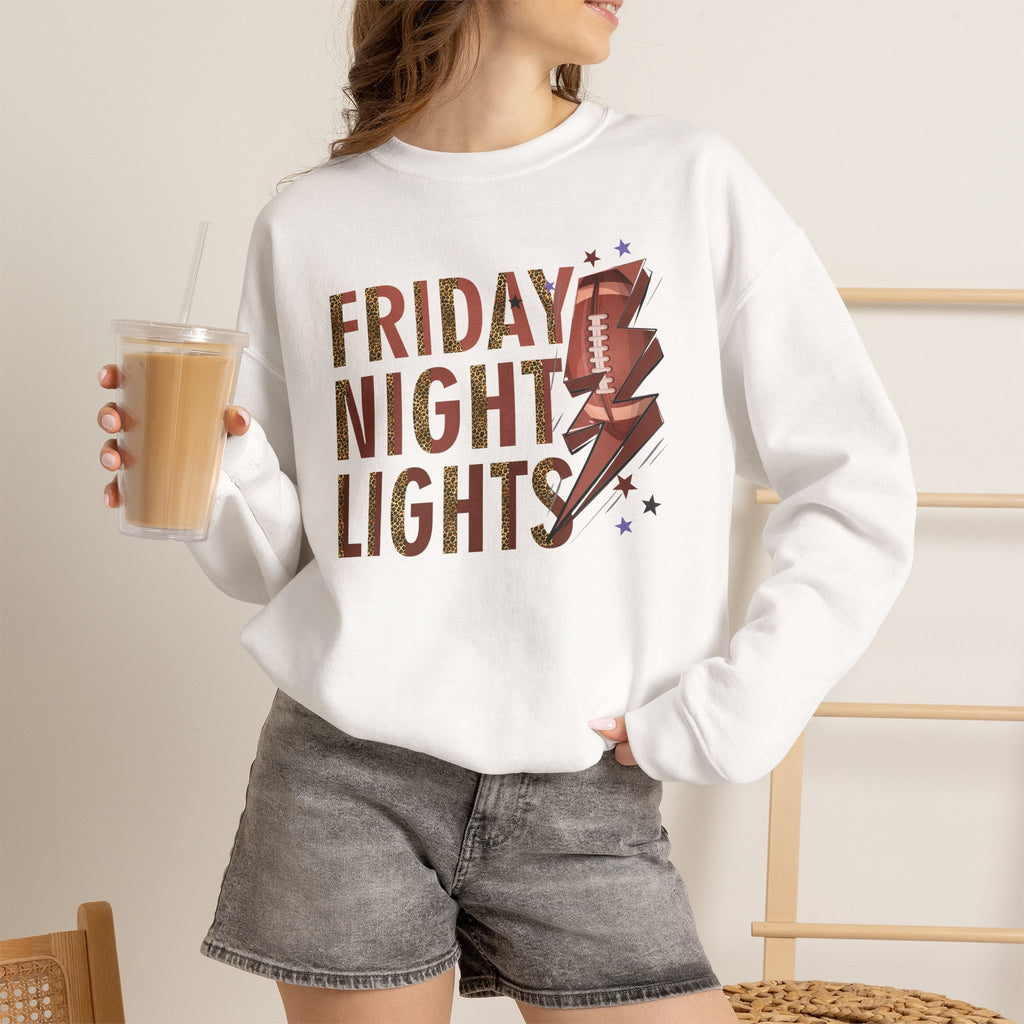 Friday Night Lights Sweatshirt | Leopard Football Lightning Bolt Crewneck | Cr8tive Designs