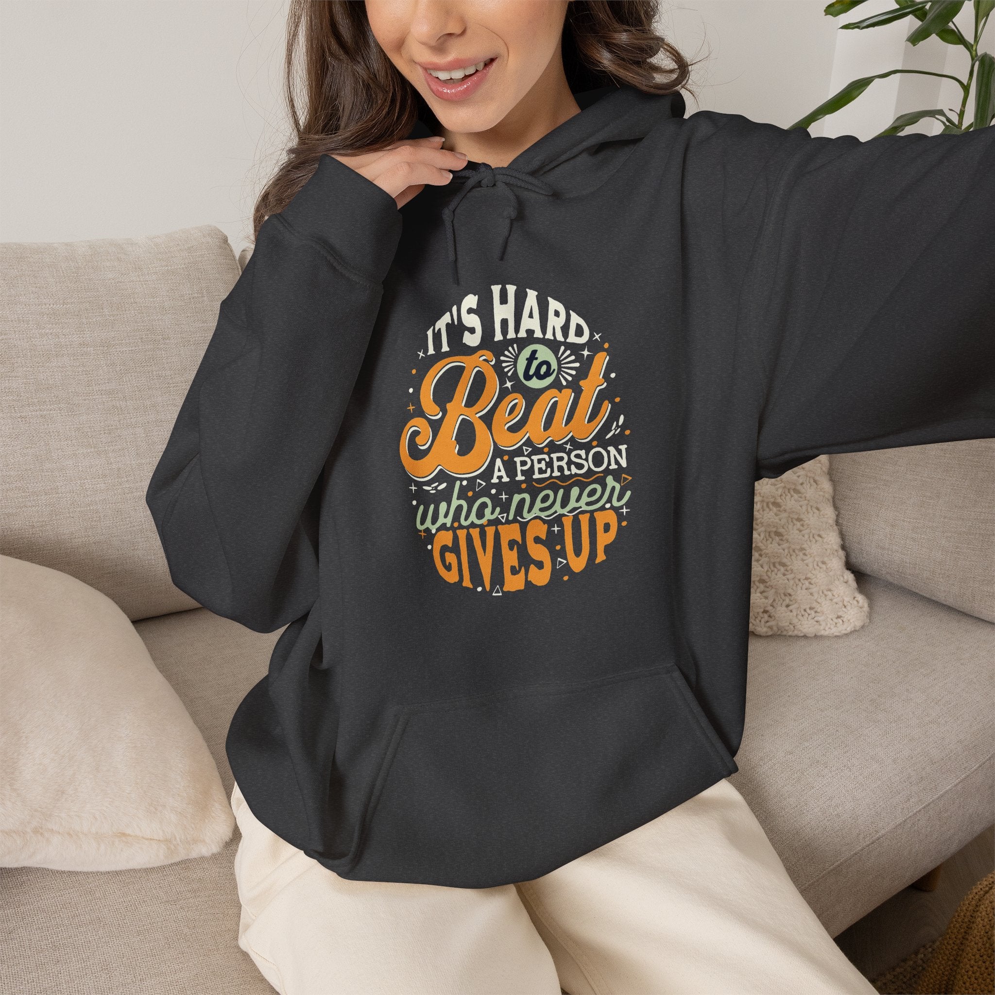 Never Gives Up Hoodie | Inspirational Retro Motivational Design | Cr8tive Designs