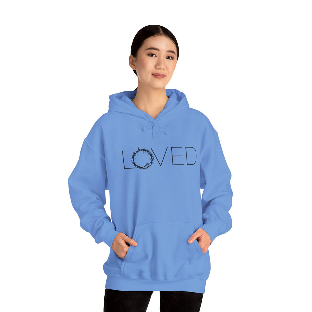 Loved Wreath Hoodie — "LOVED" Minimal Script Pullover