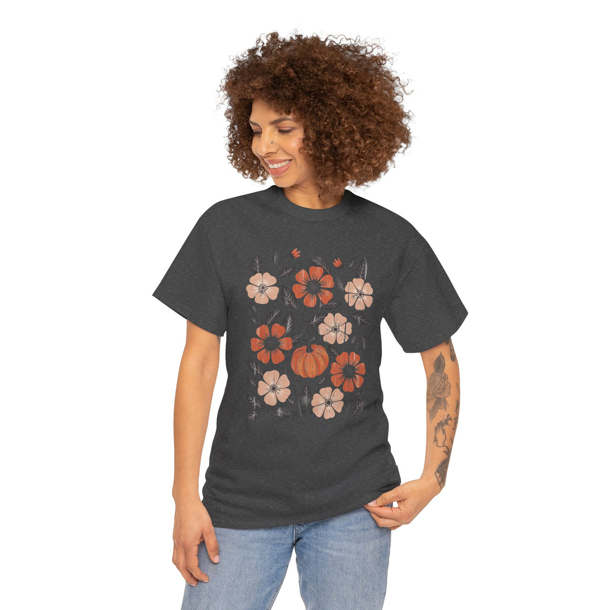 Vintage Floral Pumpkin Tee | Boho Pumpkin & Wildflower T-Shirt | Cr8tive Design