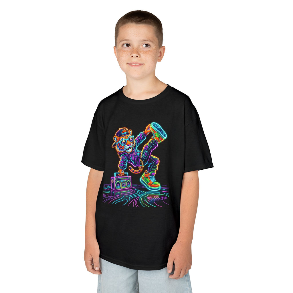 Kids Skateboard Neon Bear T-Shirt | Retro Glow Skateboarding Tee | Cr8tive Designs