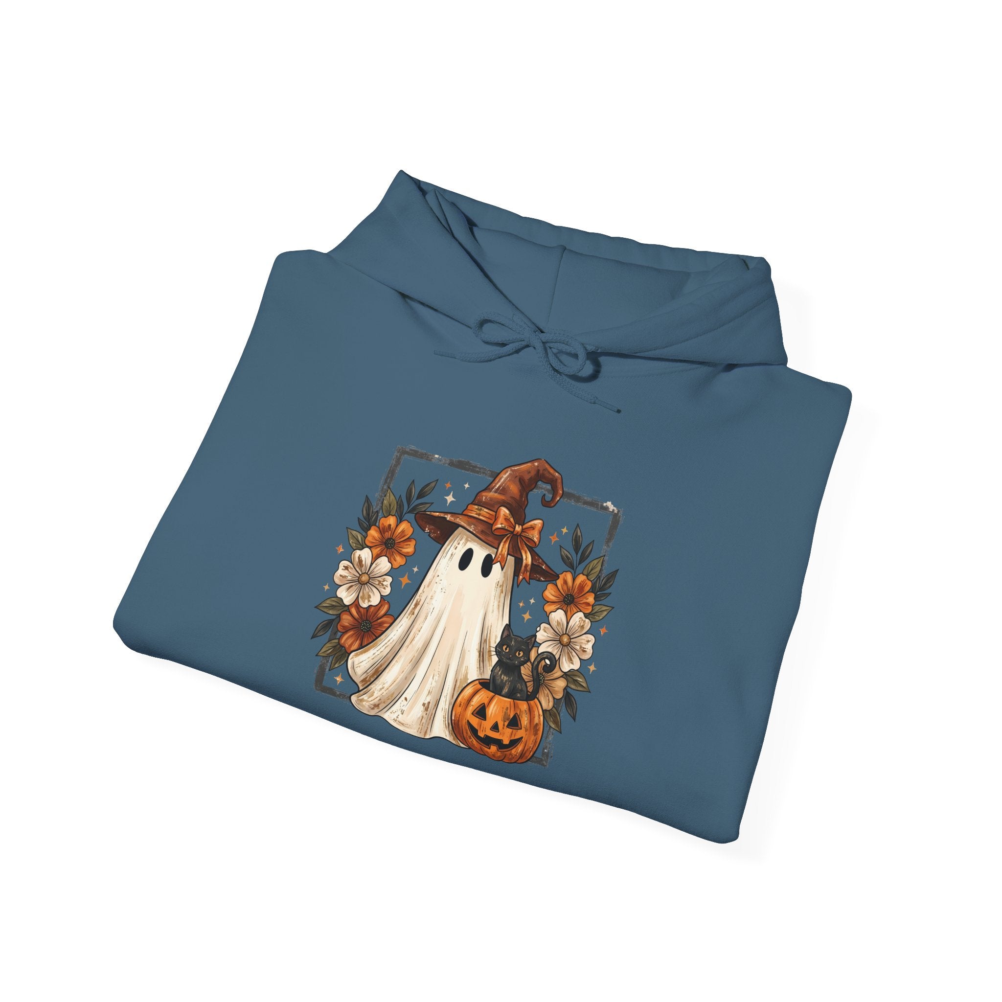 Floral Witch Ghost with Black Cat Hoodie | Cr8tive Designs