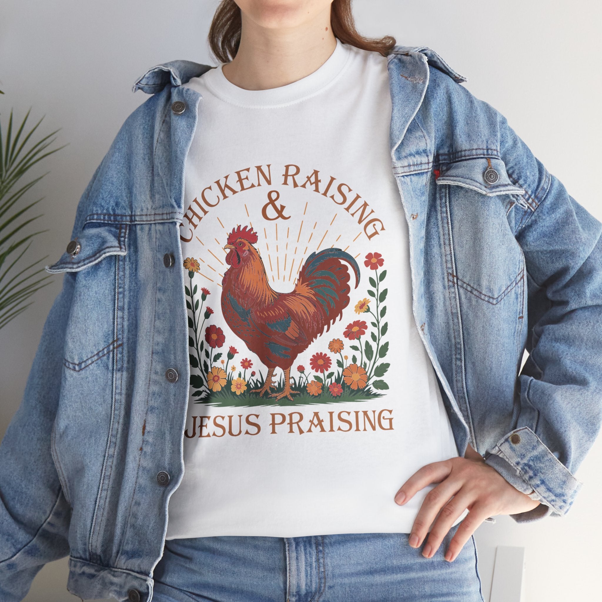 Raising Chickens and Praising Jesus | Farmhouse Faith Graphic Tee | Cr8tive Designs