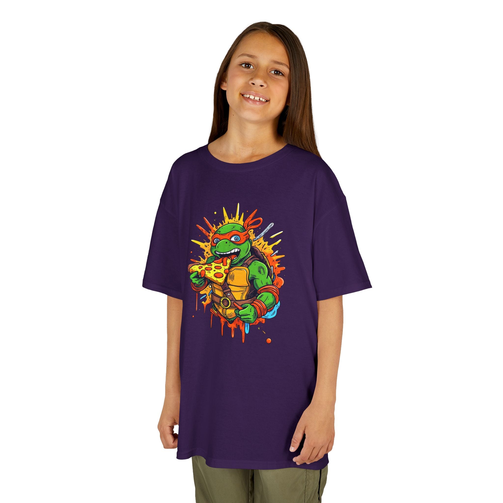 Pizza-Loving Ninja Turtle Youth Tee | Colorful Comic-Inspired T-Shirt | Cr8tive Designs