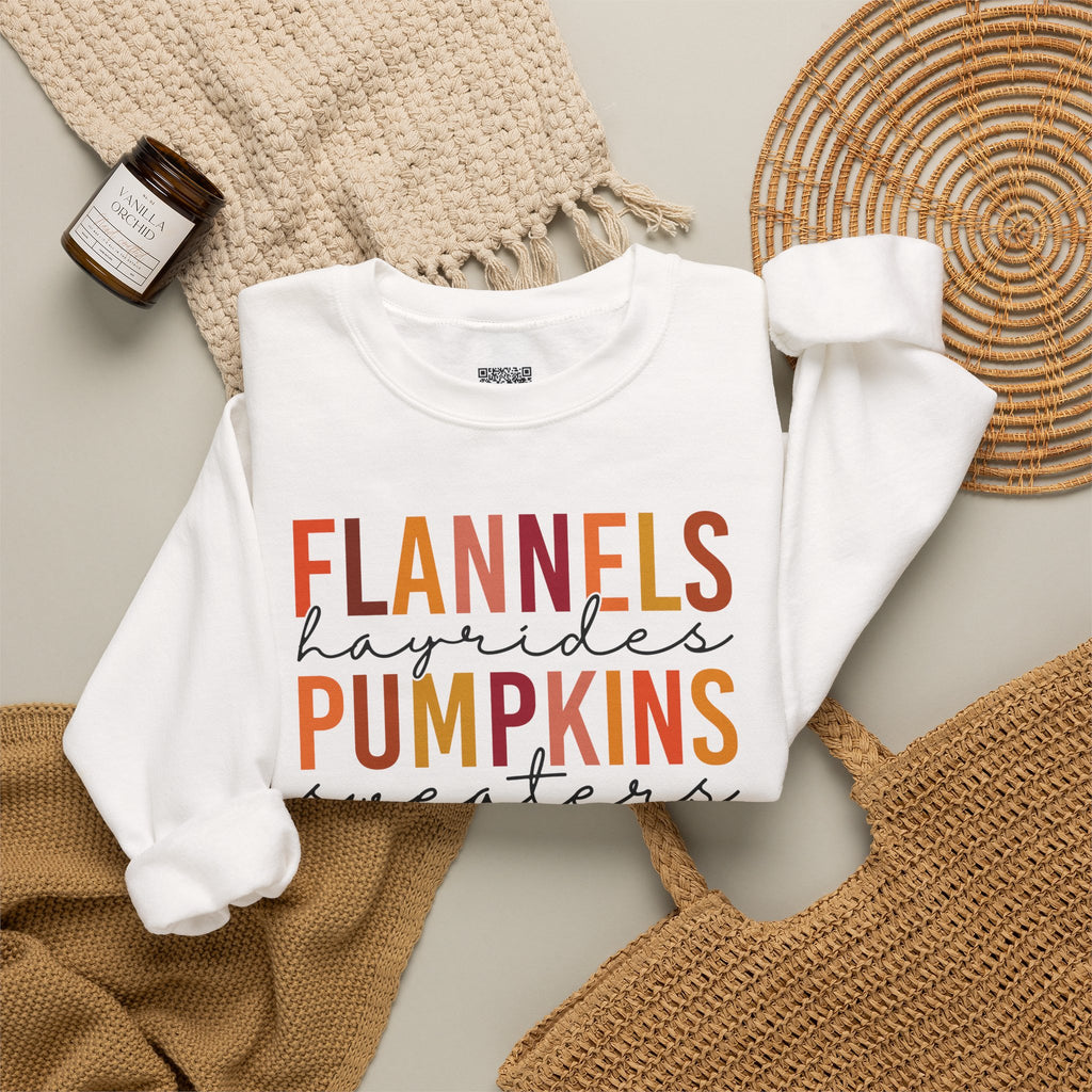 Flannels Hayrides Pumpkins Sweatshirt | Rustic Bonfires & Sweaters Crewneck | Cr8tive Designs