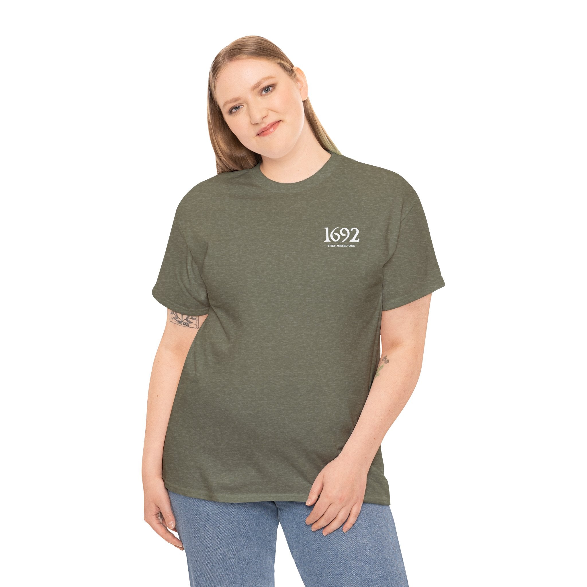 1692 They Missed One | Salem Witch Trials Pocket Graphic | Vintage Halloween T-Shirt | Cr8tive Designs