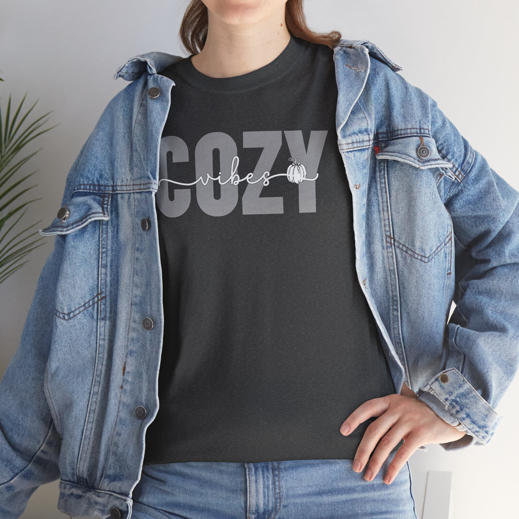 Cozy Vibes Pumpkin Tee | Minimalist Fall Graphic Shirt | Cr8tive Designs