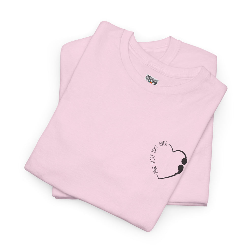 Heart Semicolon Pocket Print T-Shirt | Minimalist Suicide Prevention Graphic Tee | Cr8tive Designs
