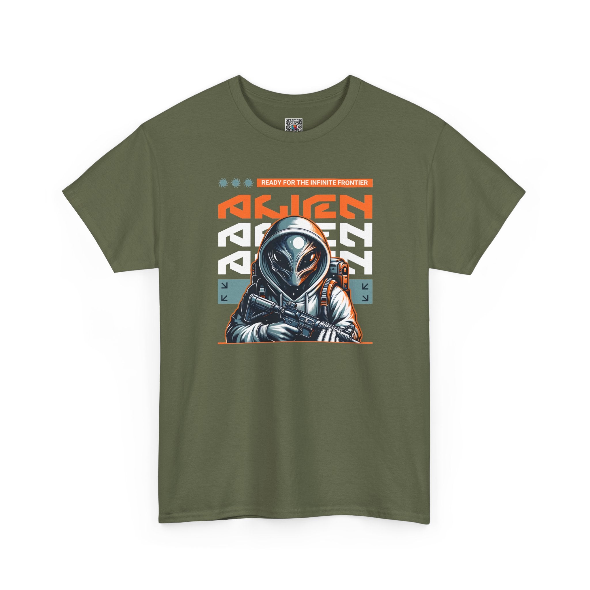 Alien Ready for the Infinite Frontier T-Shirt | Futuristic Space Soldier Graphic Tee | Cr8tive Designs
