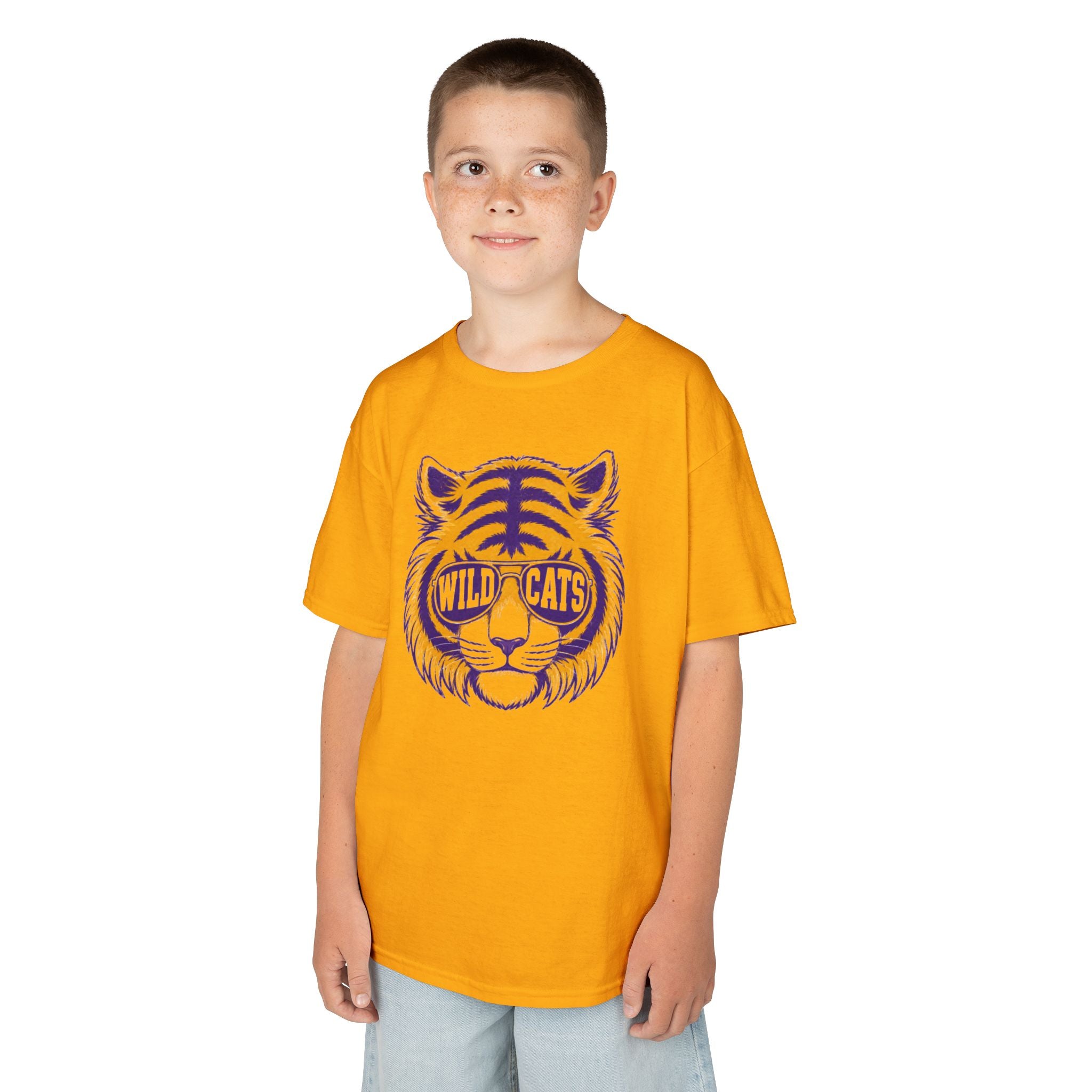"Wildcats" Sunglasses Tiger Youth T-Shirt | School Mascot Youth Apparel | Cr8tive Designs