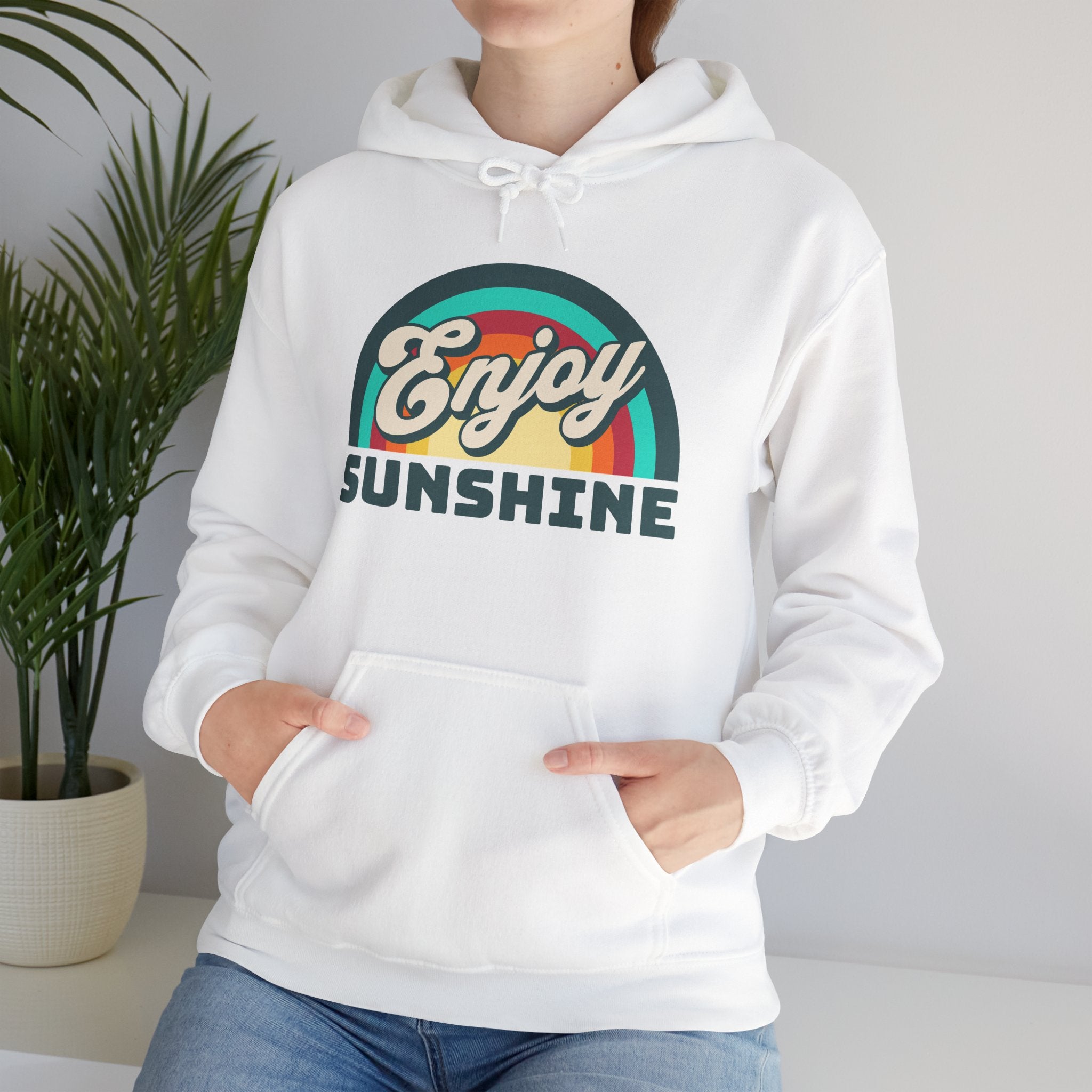 Enjoy Sunshine | Colorful Retro Rainbow Hoodie | Cr8tive Designs