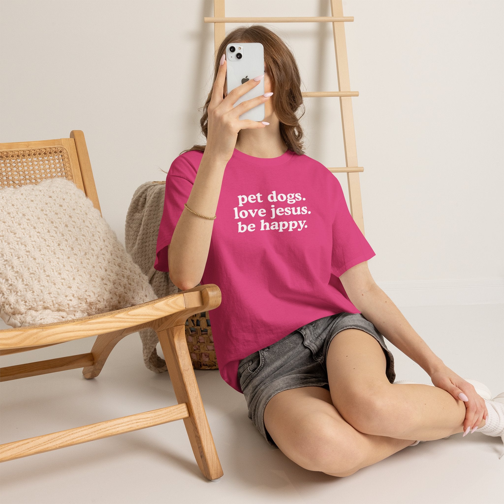 Pet Dogs Love Jesus Be Happy | Faith Dog Lover Graphic Tee | Cr8tive Designs
