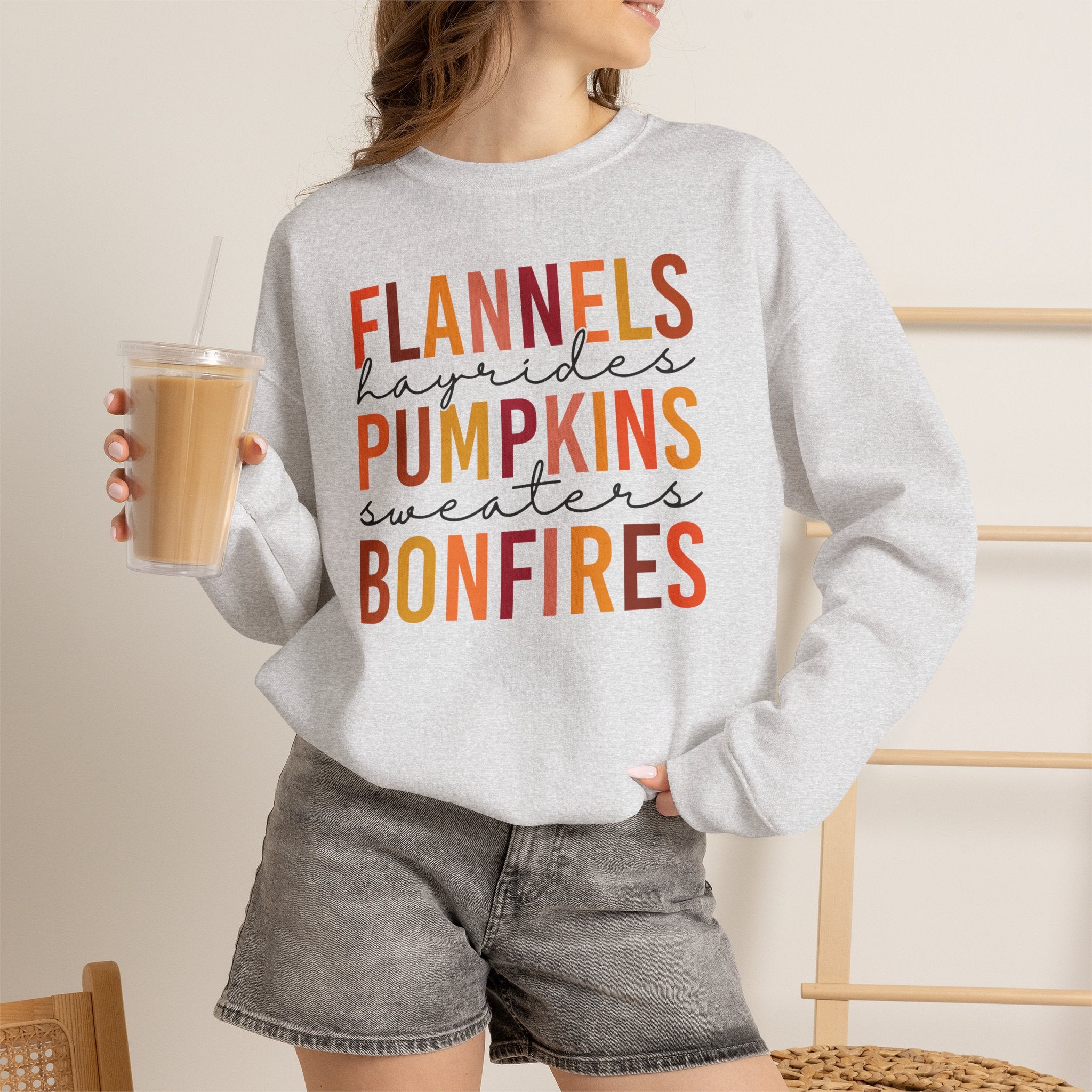 Flannels Hayrides Pumpkins Sweatshirt | Rustic Bonfires & Sweaters Crewneck | Cr8tive Designs