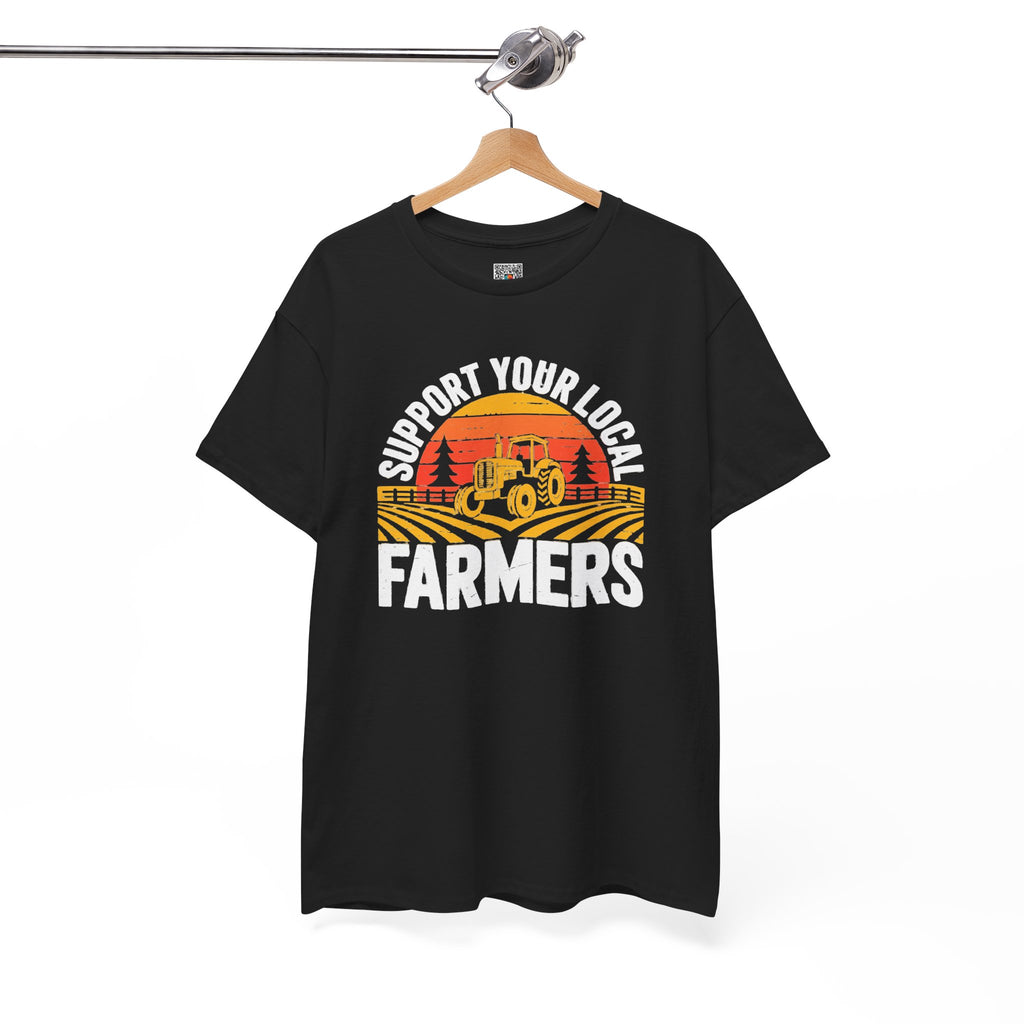Support Your Local Farmers T-Shirt | Retro Tractor Sunset Graphic Tee | Cr8tive Designs