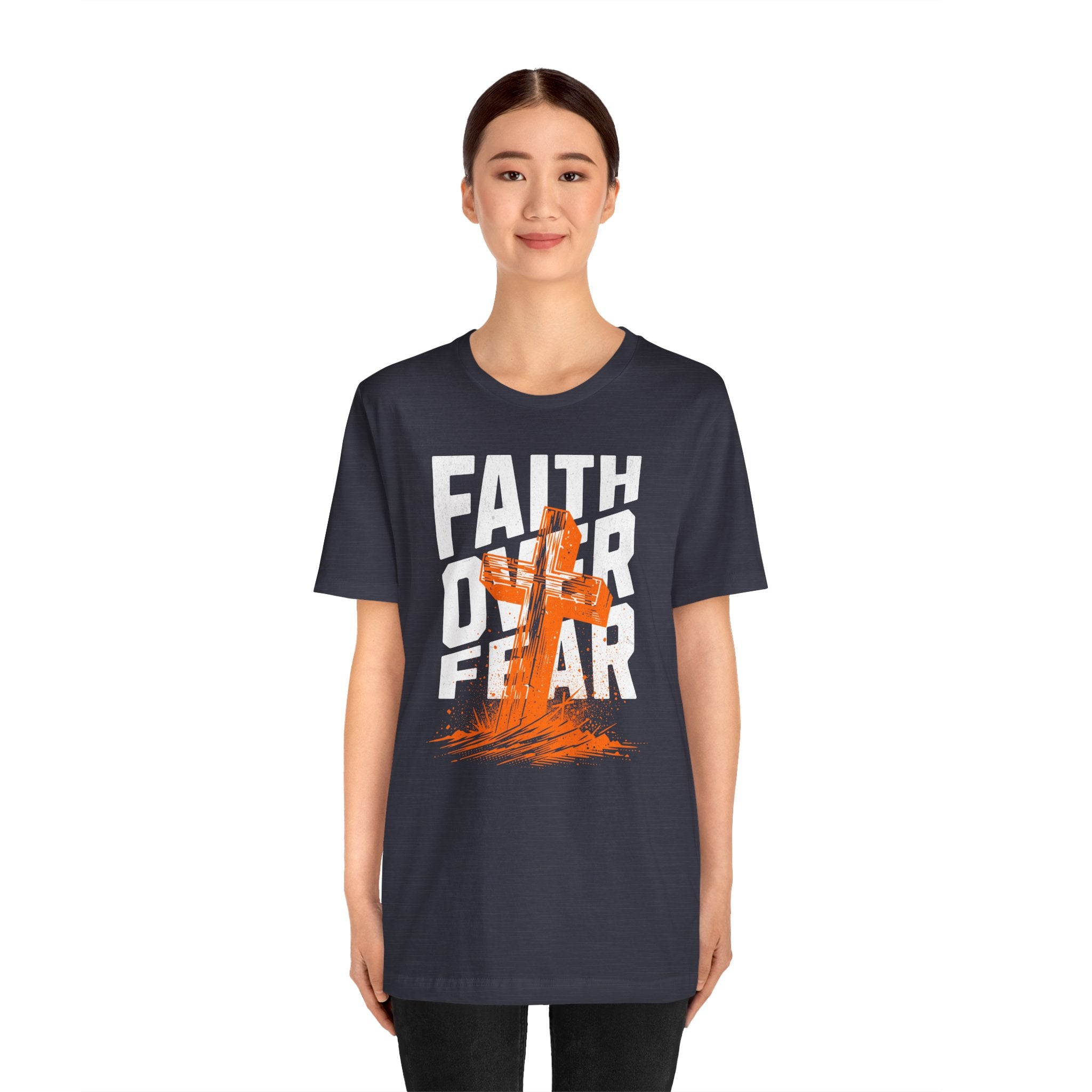 Faith Over Fear Tee | Christian Cross Inspirational Short Sleeve Shirt | Cr8tive Designs