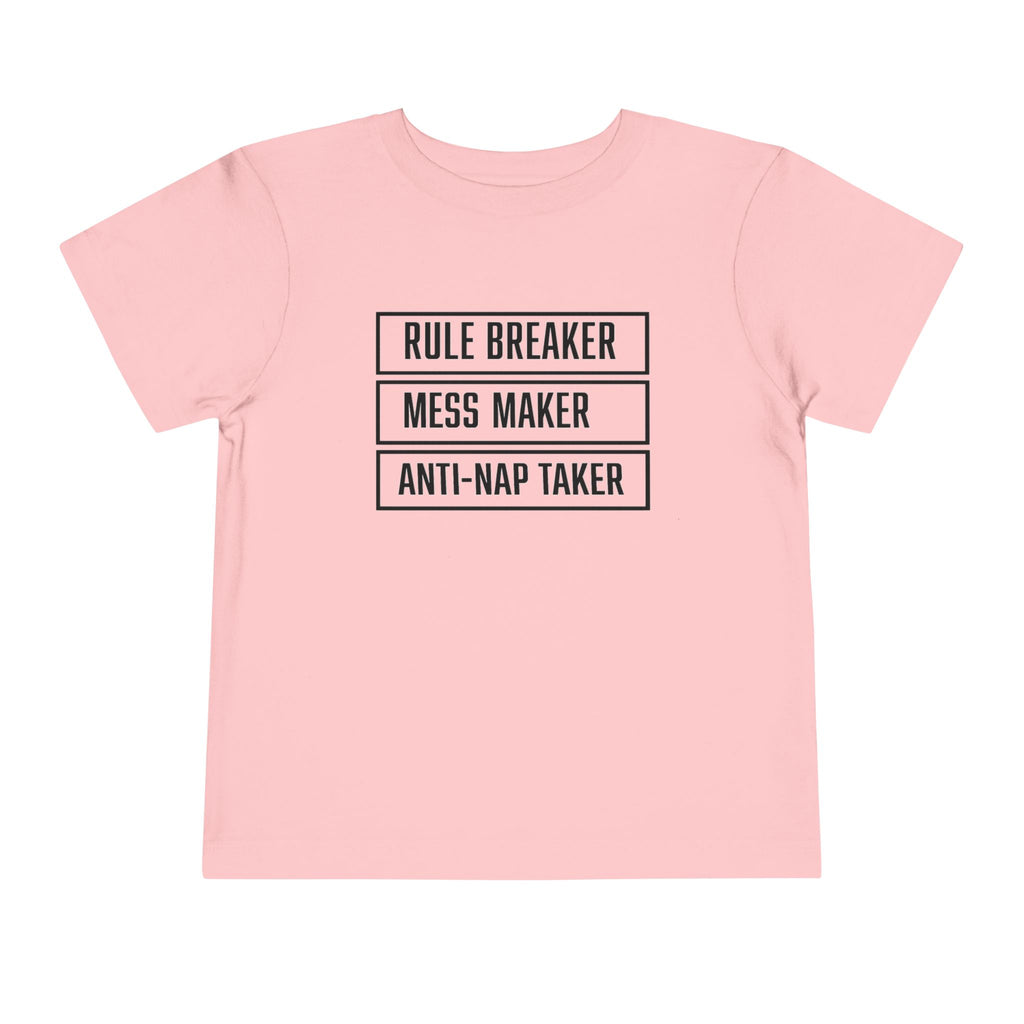 Rule Breaker Mess Maker Toddler Tee | Funny Anti-Nap Kids T-Shirt | Cr8tive Designs