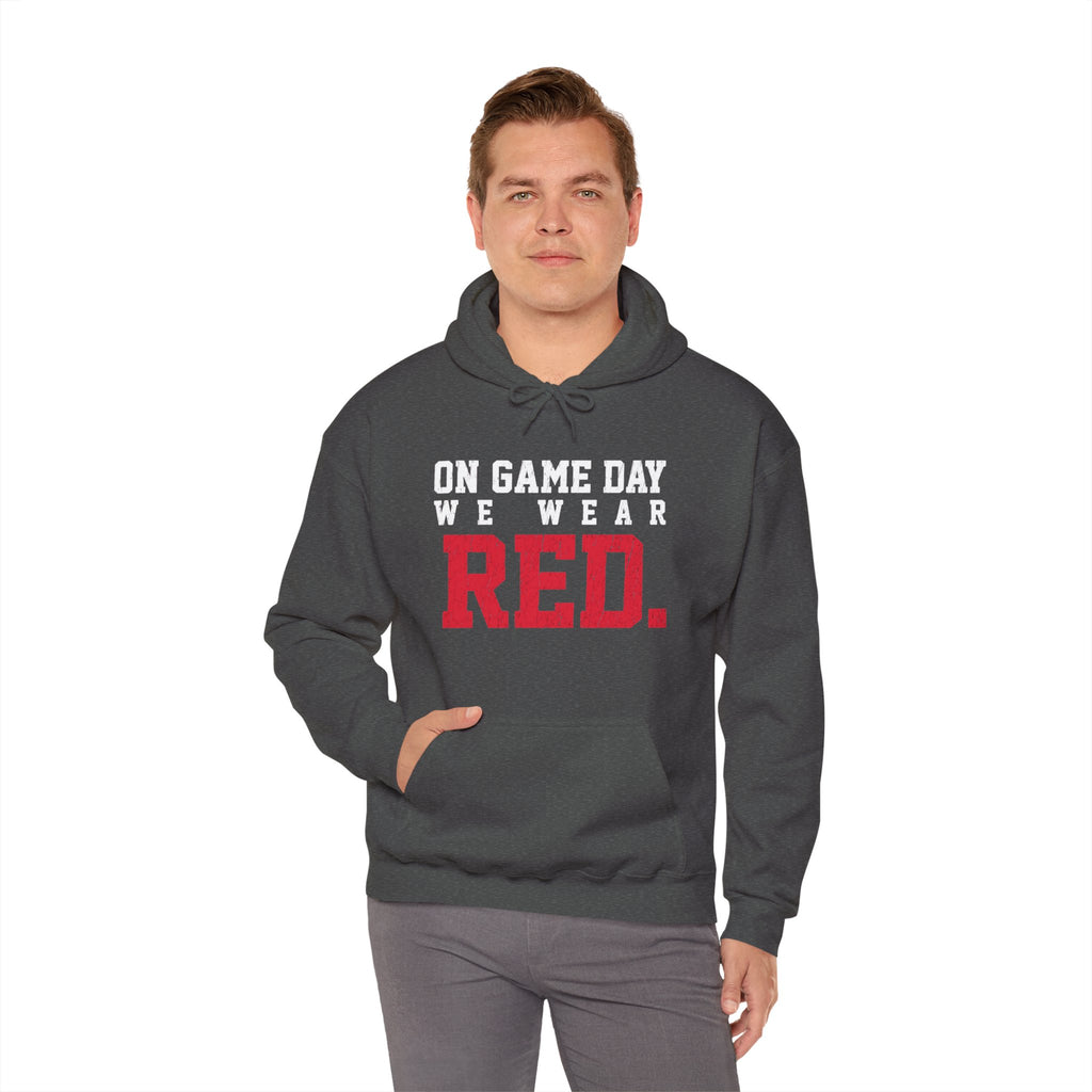 On Game Day We Wear Red | Distressed Football Fan Hoodie | Cr8tive Designs